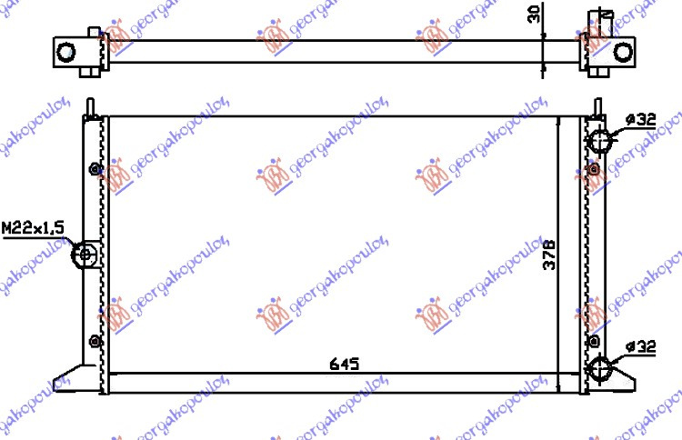 Radiator për motor 2,0i-8V-1,9TD (64,5x37,8) -00