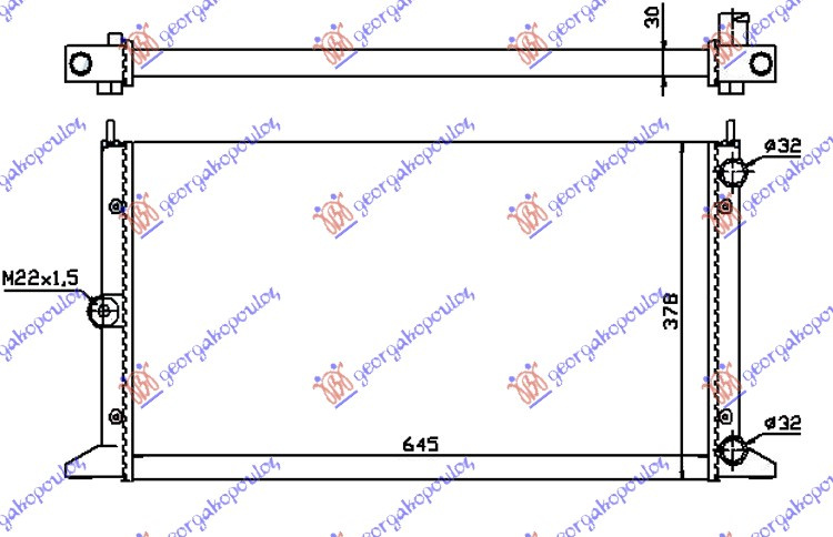 Radiator për motor 2,0i-8V-1,9TD (64,5x37,8) -00 (VALEO CLASSIC)