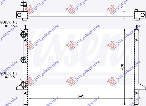 Radiator për motor 2,3 i-16V (63,5x47) 00-