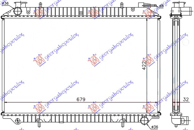 Radiator për motor 2.0cc 16v & dizel (42,3x68,5)
