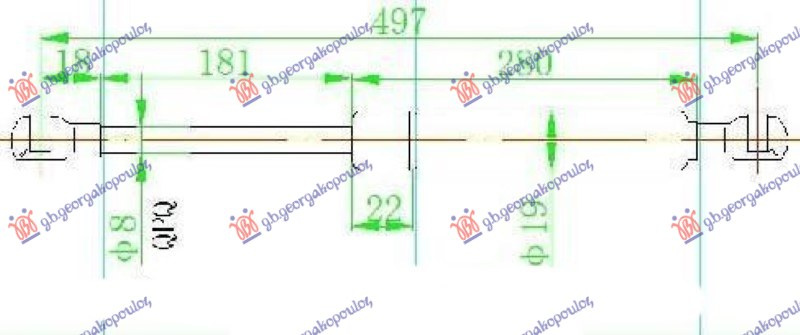 Amortizues (një) për derën e bagazhit (495L-510N)