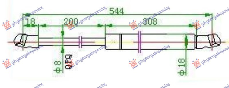 Amortizues (një) për derën e bagazhit (542L-590N)