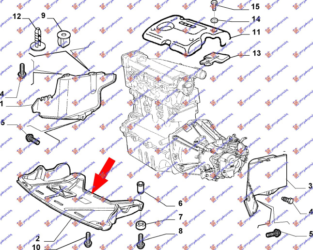 Mbrojtje/kapak nën motor plastik