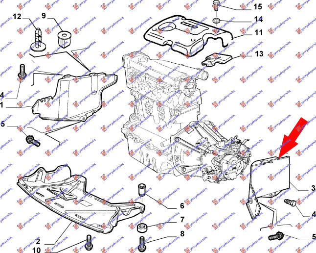 Mbrojtje/kapak nën motor anësore e plastikës