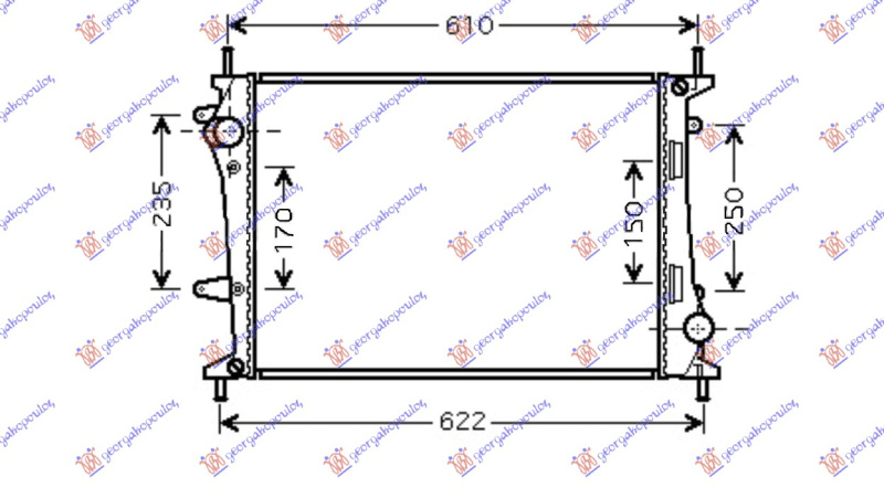 Radiator për motor 1.9 JTD (me kondicioner) (53x39.8x2.6)