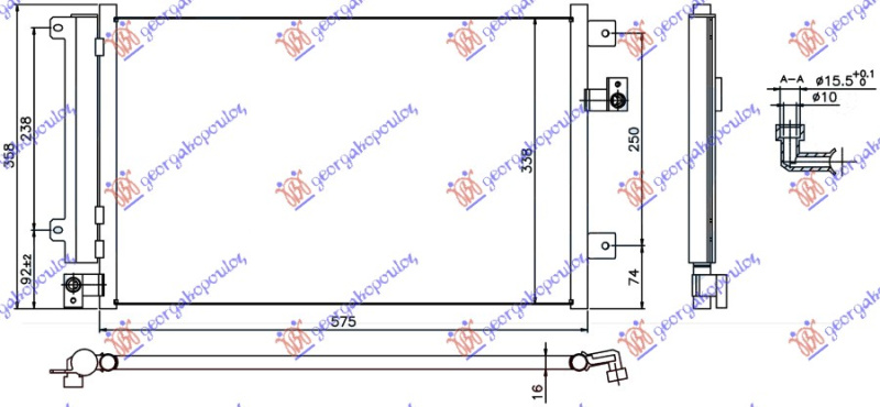 Radiator i kondicionerit 1.9 JTD dizel (575x338x16)