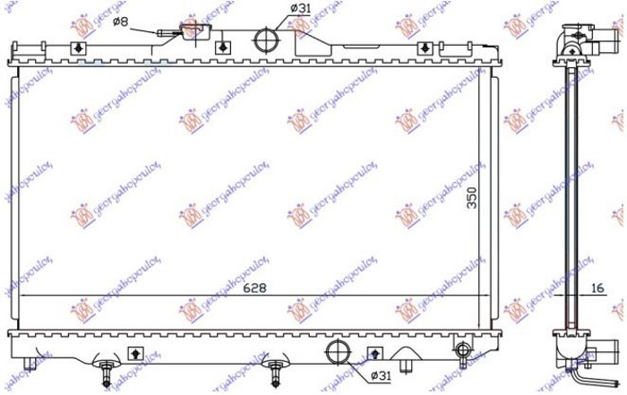Radiator për motor 1.4 benzinë (me/pa kondicioner) (630x350) (KOYO)