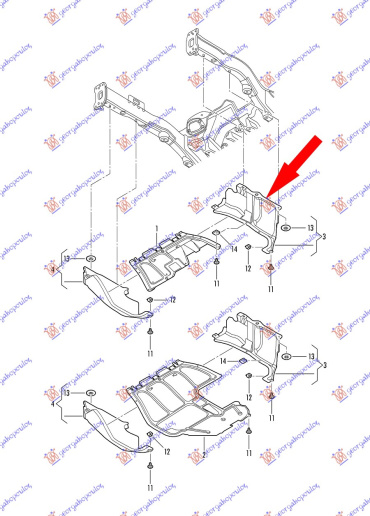 Mbrojtje/kapak nën motor (kabriolet)