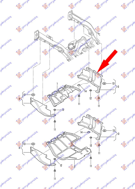Mbrojtje/kapak nën motor (kabriolet)