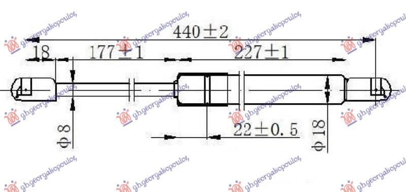Amortizues (një) për derën e bagazhit 5 dyer/karavan (440L-600N)