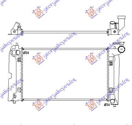 Radiator për motor 1.4-1.6-1.8i-VVTi (marsh manual) benzinë (600x350) (anglez) (vendosje e shpejtë e ventilatorit) (KOYO)