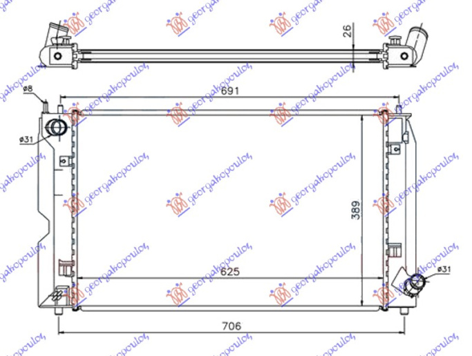 Radiator për motor 1.4 D4D (marsh manual) dizel (625x390)