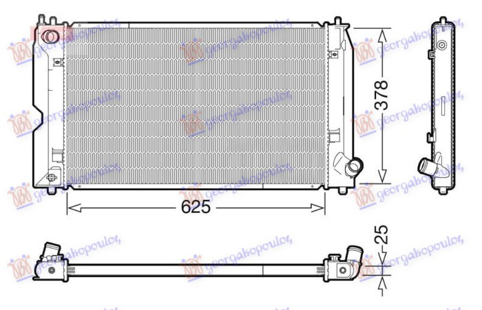 Radiator për motor 1.4 D4D (marsh manual) dizel (625x390) (KOYO)