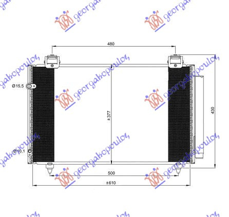 Radiator i kondicionerit benzinë/dizel 04- (610x370x16)
