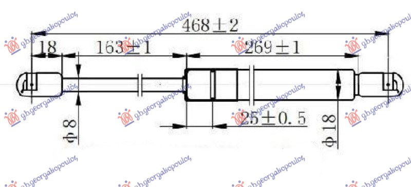 Amortizues (një) për derën e bagazhit (468L-440N)