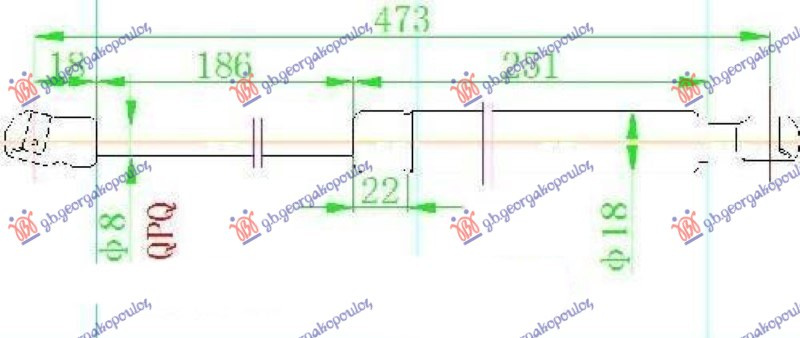 Amortizues (një) për derën e bagazhit (470L-480N)