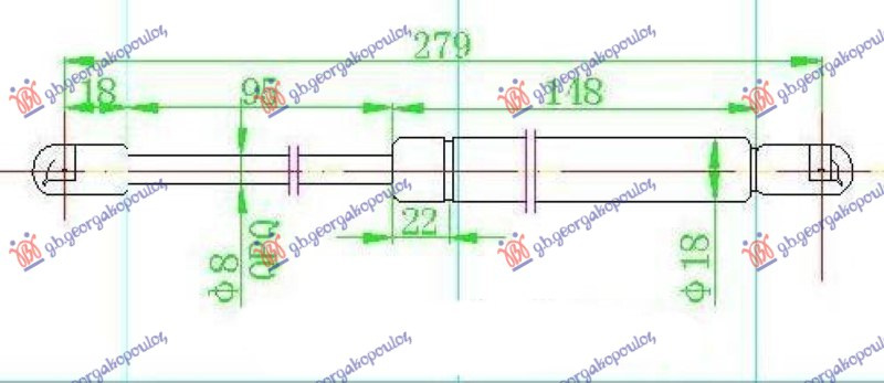 Amortizues (një) për derën e bagazhit (279L-520N)