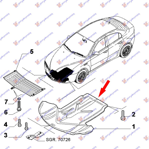 Mbrojtje/kapak nën motor dizel