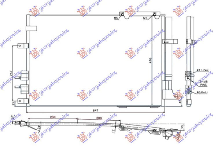 Radiator i kondicionerit 3.2 JTS benzinë 2.4 JTDM dizel (615x416x12)
