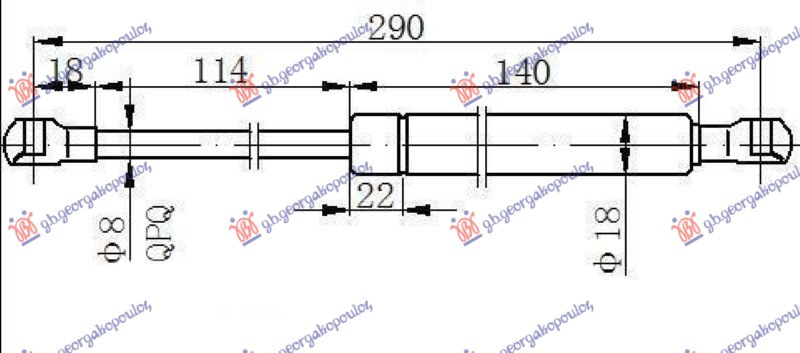 Amortizues (një) për derën e bagazhit (291L-380N)