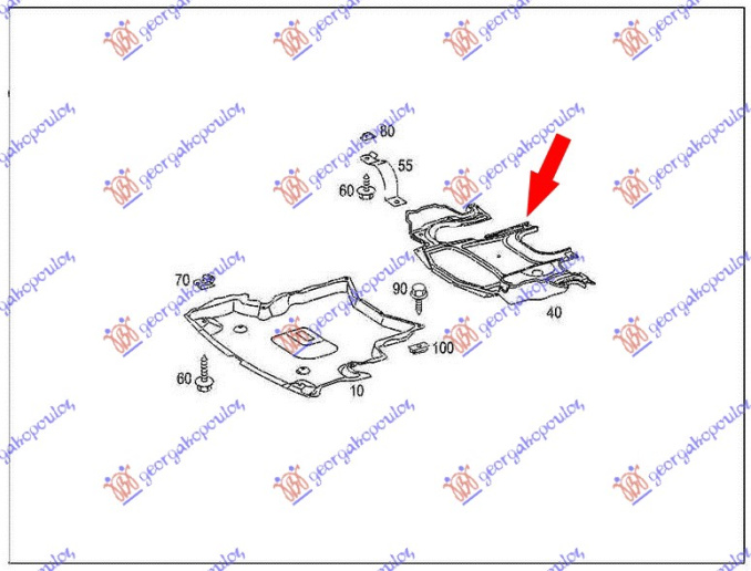 Mbrojtje/kapak nën motor (pjesa e pasme)