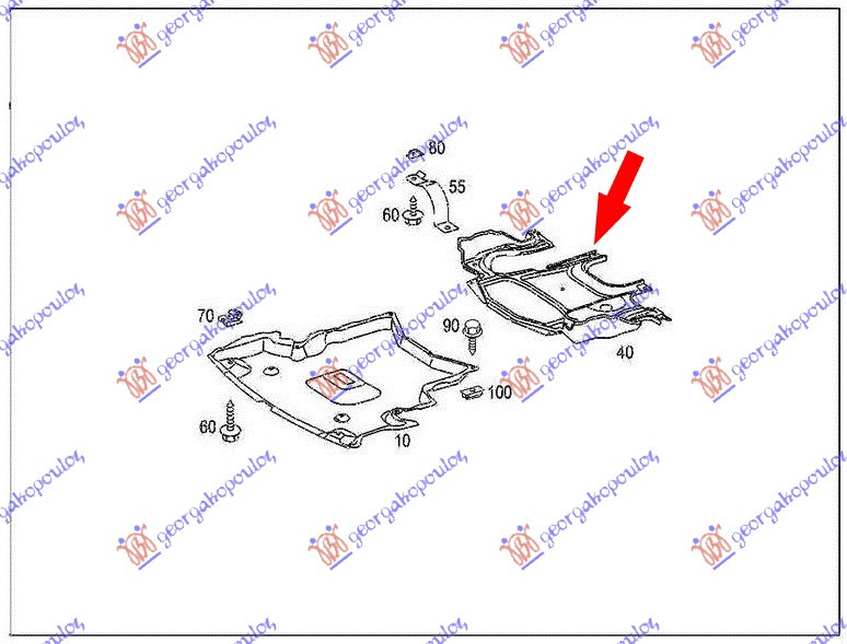 Mbrojtje/kapak nën motor (pjesa e pasme)