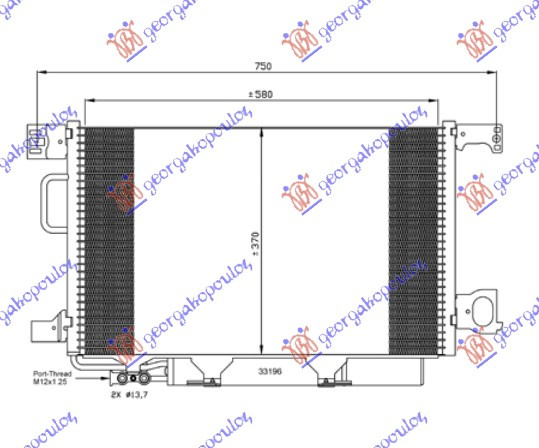Radiator i kondicionerit benzinë/dizel (59x37.5) hapje 12mm