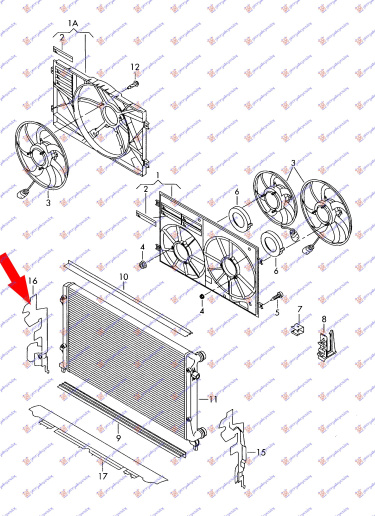 Thithës ajri radiator për motor ( plastik mbajtës)