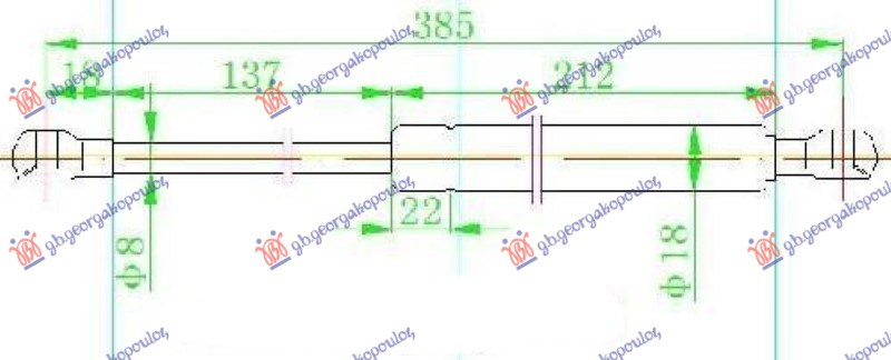 Amortizues (një) për derën e bagazhit (385L-425N)
