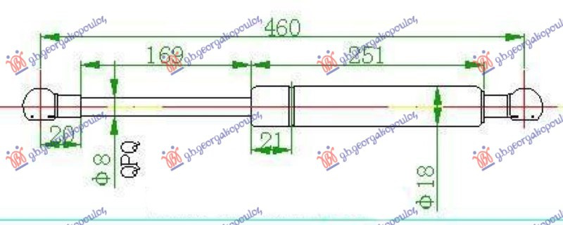 Amortizues (një) për xhamin e pasëm të bagazhit (460L-100N)