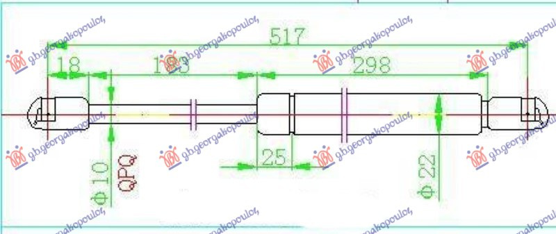 Amortizues (një) për derën e bagazhit (520L-640N)