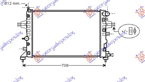 Radiator për motor 1.2-1.4-1.8 benzinë (marsh manual/automatik) (600x360) tubë diagonale