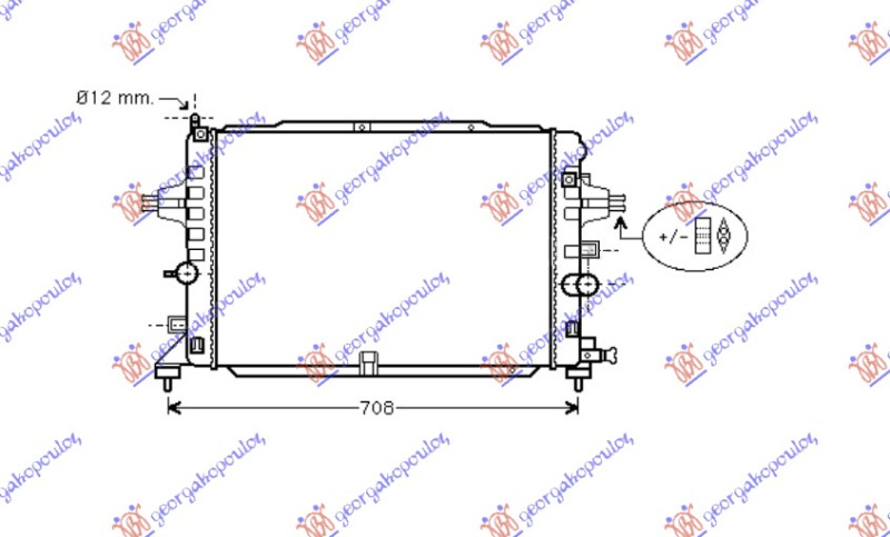 Radiator për motor 1.6i 16V TURBO (me/pa kondicioner) (60x37)