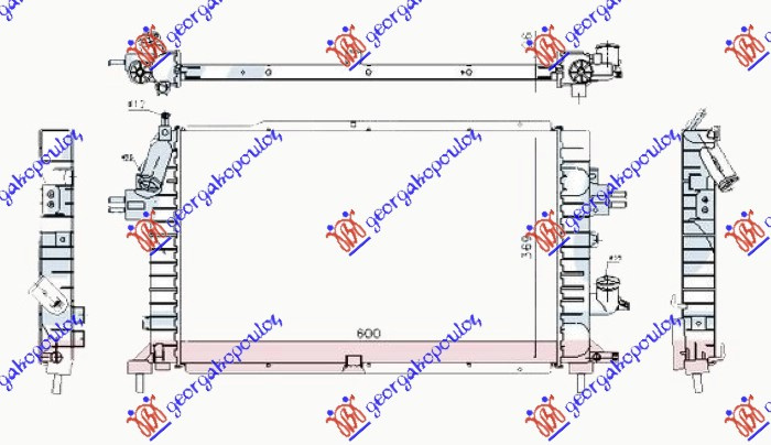 Radiator për motor 1.7-1.9 CDTi dizel (600x370x26) (fletë metali)