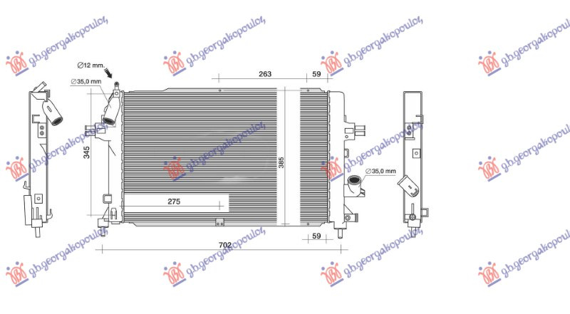 Radiator për motor 1.3-1.7-1.9 dizel - 2.0 benzinë (marsh manual/automatik) (me kondicioner) (600x368)