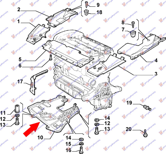 Mbrojtje/kapak nën motor benzinë -03