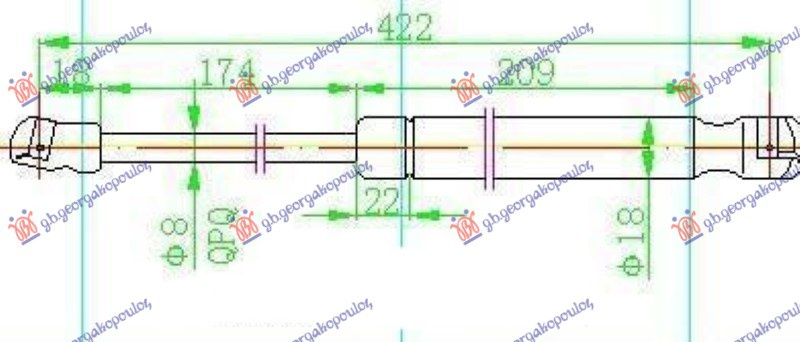 Amortizues (një) për derën e bagazhit 5 dyer (425L-450N)