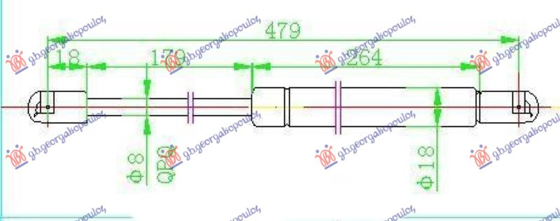 Amortizues (një) për derën e bagazhit GTC (479L-340N)