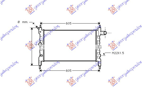 Radiator për motor 1,4-1,6 (52,5x31)
