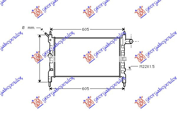 Radiator për motor 1,4-1,6 (52,5x31) (VALEO CLASSIC)