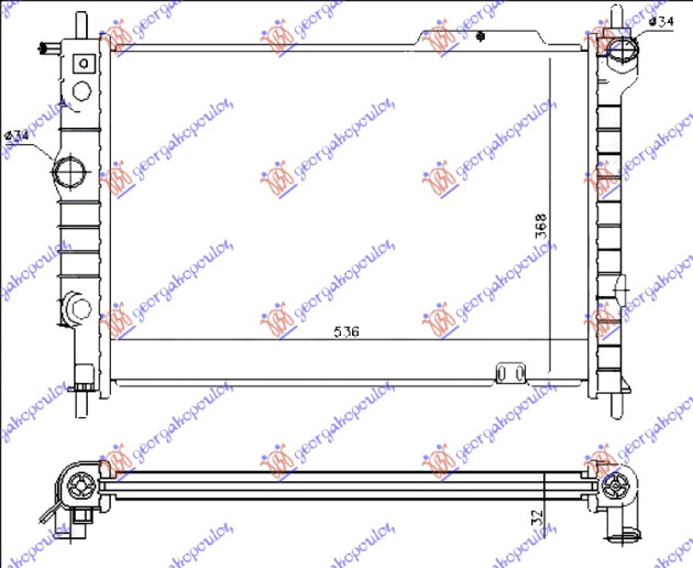 Radiator për motor 1.7 dizel (53,5x37,5)