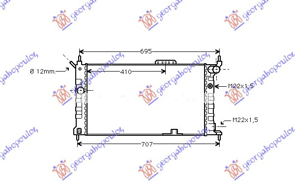 Radiator për motor 1,4-1,6 A/C (59x36,5)