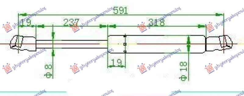 Amortizues (një) për derën e bagazhit 3/5 dyer (591L-350N)