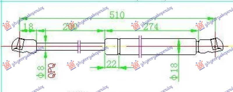 Amortizues (një) për derën e bagazhit karavan (508L-550N)
