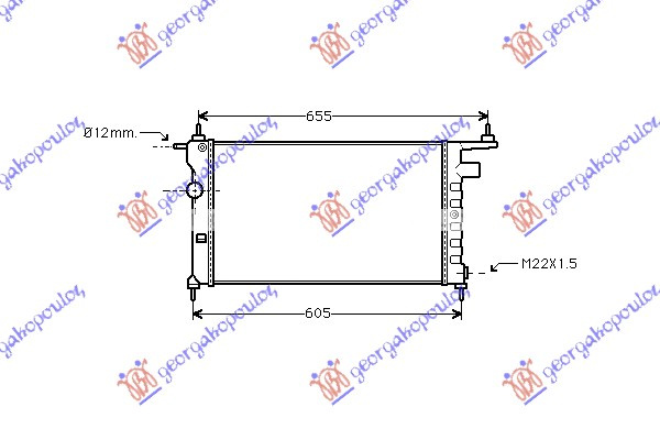 Radiator për motor 1.2-1.4 (pa kondicioner) (53x28) (diagonal)
