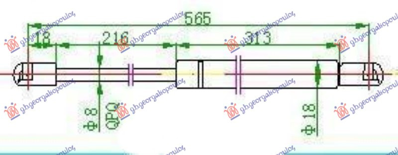 Amortizues (një) për derën e bagazhit 5 dyer (565L-360N)