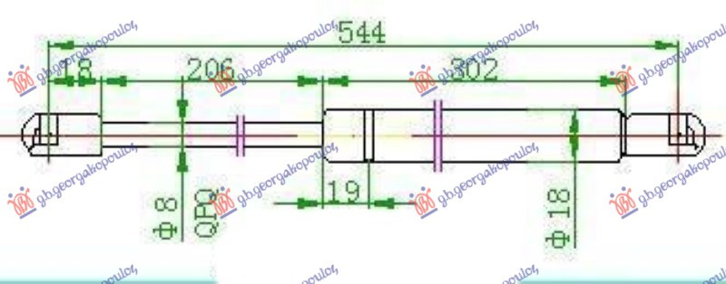 Amortizues (një) për derën e bagazhit 3 dyer (543.5L-360N)