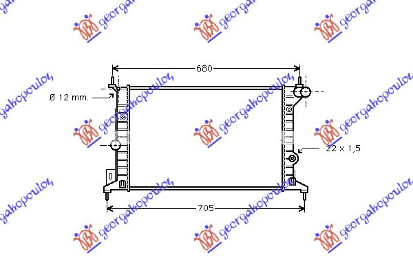 Radiator për motor 1,6-1,8-2.016V (54x38) (VALEO CLASSIC)