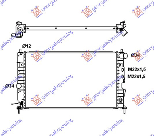 Radiator për motor 1,6-1,816V A/C (61x37)