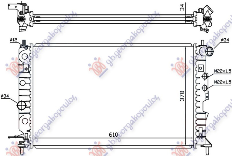 Radiator për motor 1,6-1,816V A/C (61x37) (NISSENS)